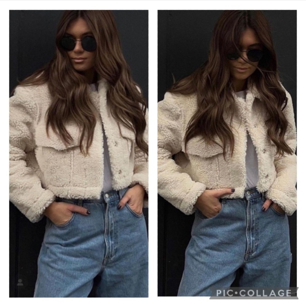 ZARA faux shearling fur teddy jacket coat blogger favorite